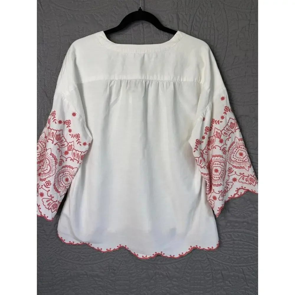 Woman‎ Bell Sleeve Embroidered Blouse Gap Size L